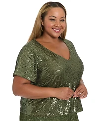 Muse Plus Cropped Sequin Short Sleeve T-Shirt