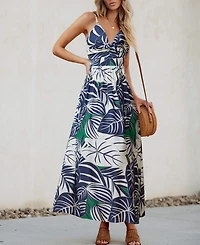 Cupshe Women's Twisted V Neck Casual Maxi Beach Dress