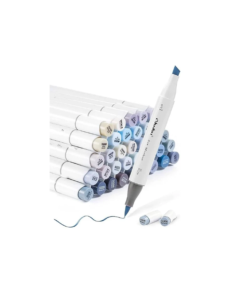 Ohuhu Honolulu 36ct Gray Tone Brush/Chisel Dual Tip Alcohol Markers Y30-80401-97