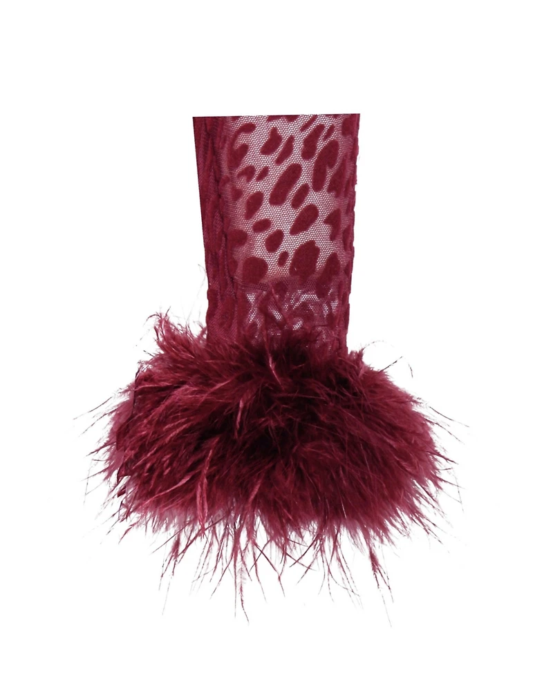 Miss Circle Women's Patricia Burgundy Leopard Burnout Velvet Mesh Backless Maxi Dress