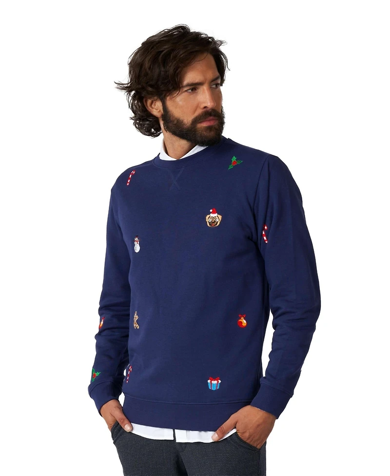 OppoSuits Deluxe Christmas Sweater for Men - X- Mas Icons Black With Stylish Long Sleeve Crew Neck