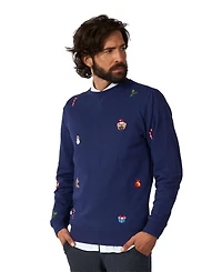 OppoSuits Deluxe Christmas Sweater for Men - X- Mas Icons Black With Stylish Long Sleeve Crew Neck
