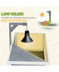 PawHut Tortoise Habitat with Storage Shelf, Wooden Enclosure,