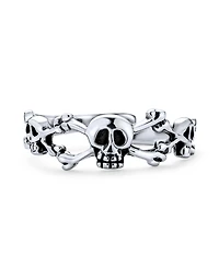 Bling Jewelry Set of 2 Nautical Fish Bone and Punk Rocker Skull Midi Toe Ring Sterling Silver