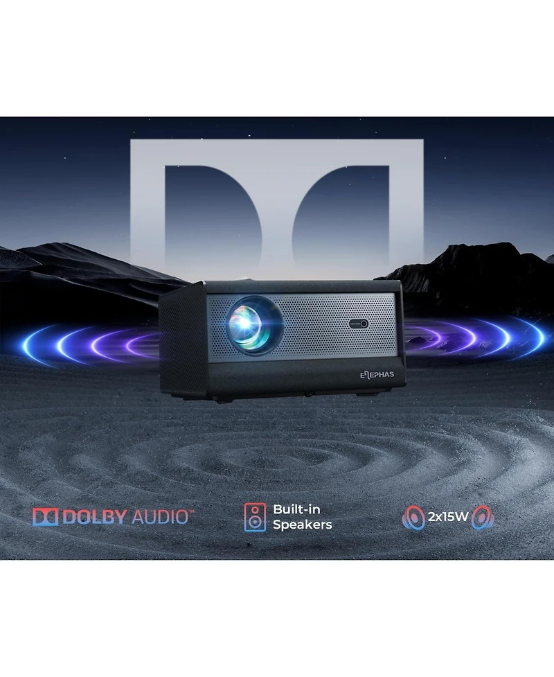 Elephas[1200 Ansi/Netflix-Licensed/30W Dolby Audio] Smart 4K Projector with WiFi and Bluetooth, Auto Focus, Portable Home Theater for Indoor/Outdoor