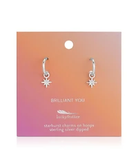 Lucky Feather Hoops with Drop - Starburst (silver)