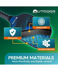 Outdoor Cruiser Pickleball Paddle Set – Usapa Approved, Premium Fiberglass Paddles with Lightweight Shock-Absorbing Grip, Includes 2 Rackets, 4