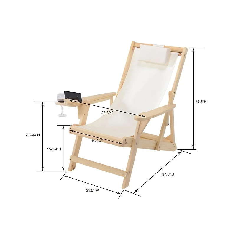 Jiallo Canvas Sling Chair With Cup And Wine Holder