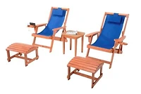 Jiallo Romantic Collection Canvas Sling Chair With Cup Wine Holder Ottoman Set Of