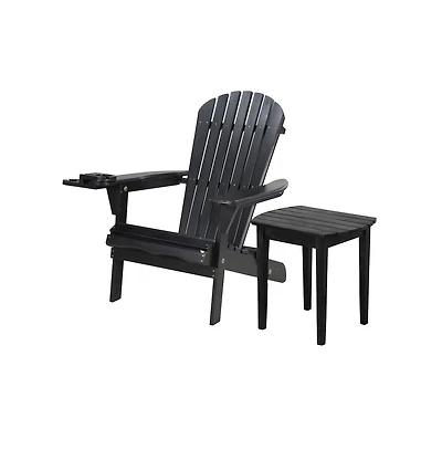 Jiallo Foldable Adirondack Chair With Cup Holder With End Table