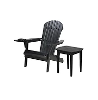 Jiallo Foldable Adirondack Chair With Cup Holder With End Table