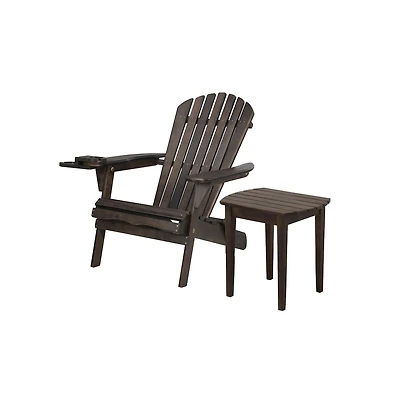 Jiallo Foldable Adirondack Chair With Cup Holder With End Table