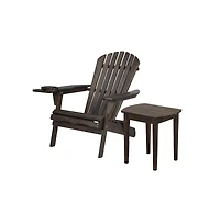 Jiallo Foldable Adirondack Chair With Cup Holder With End Table