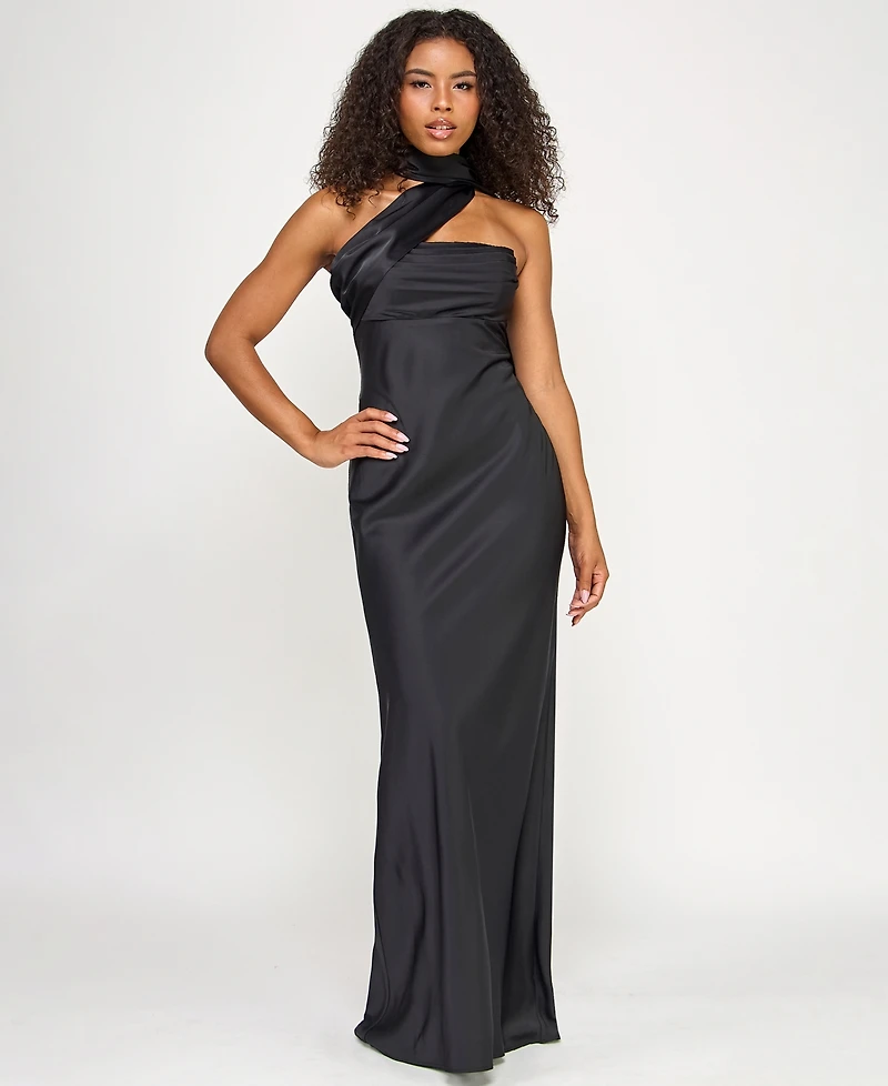 Seni & Cade Juniors' Sleeveless Scarf Gown