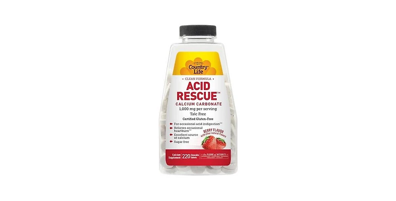 Country Life Acid Rescue Berry Chewable, 220 Count