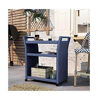 Enitial Star Azur Outdoor Aluminum and Pe Wicker Bar Cart