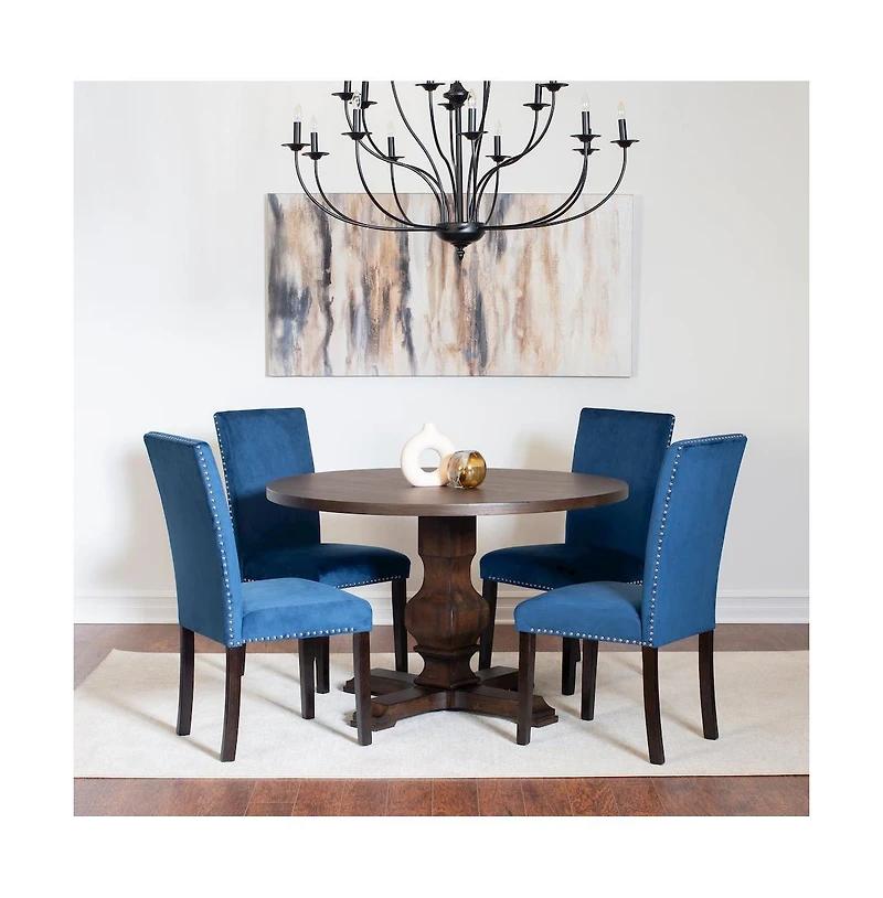 Roundhill Furniture Fordsville 5-Pc Dining Set, Pedestal Round Table with 4 Stylish Chairs