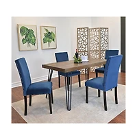 Roundhill Furniture Ashzo 5-Pc Dining Set, Hairpin Dining Table with 4 Chairs