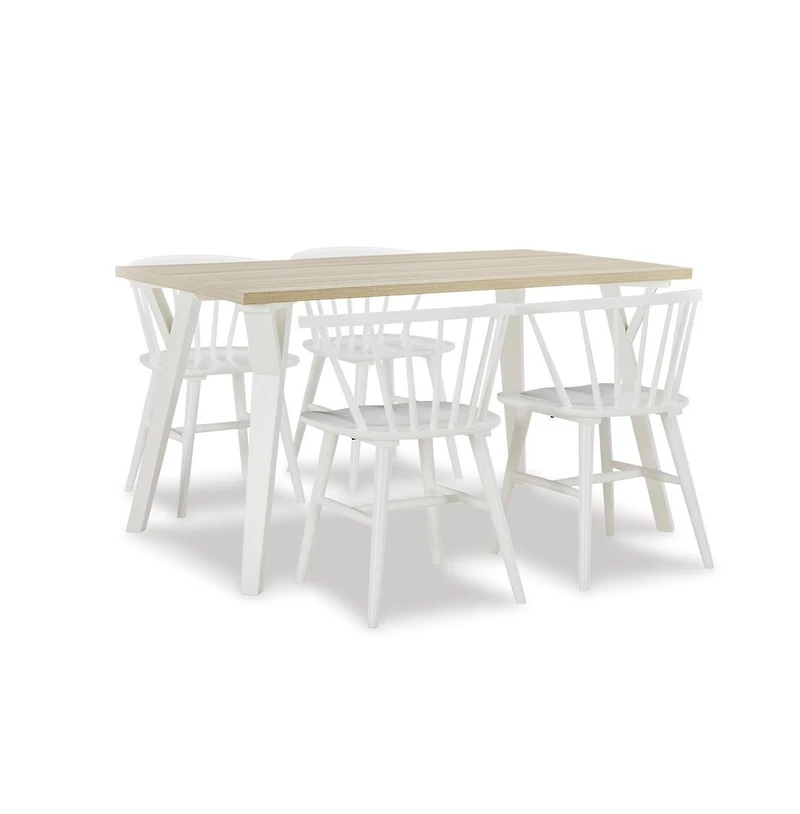 Roundhill Furniture Alwynn White and Natural Wood -Pc Dining Set