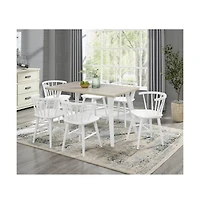 Roundhill Furniture Alwynn White and Natural Wood -Pc Dining Set