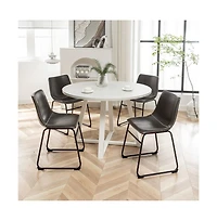 Roundhill Furniture Varna 5-Pc Round Dining Set, Trestle Dining Table with 4 Chairs, Antique Gray