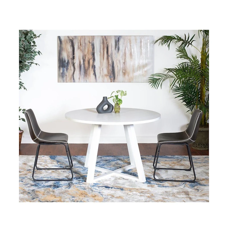 Roundhill Furniture Varna -Pc Round Dining Set, Trestle Dining Table with Chairs