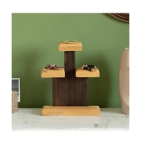 Vintiquewise 3-Tier Wooden Tabletop Jewelry Display Stand Rustic Organizer for Necklace Bracelet Watch Bangle Ring & Earring with a Sturdy Natural Woo