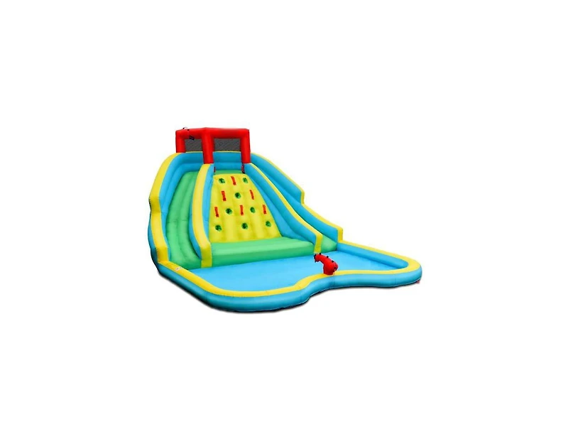 Akiudex Inflatable Water Slide Park with 2 Slides, Climbing Wall and Pool