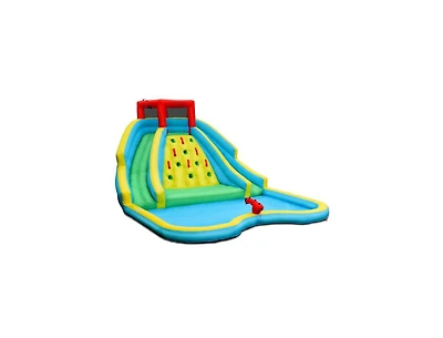Akiudex Inflatable Water Slide Park with 2 Slides, Climbing Wall and Pool