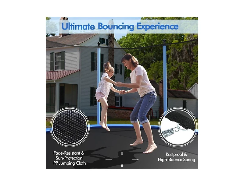 Akiudex Outdoor Trampoline with Safety Enclosure Net Ladder and Spring System