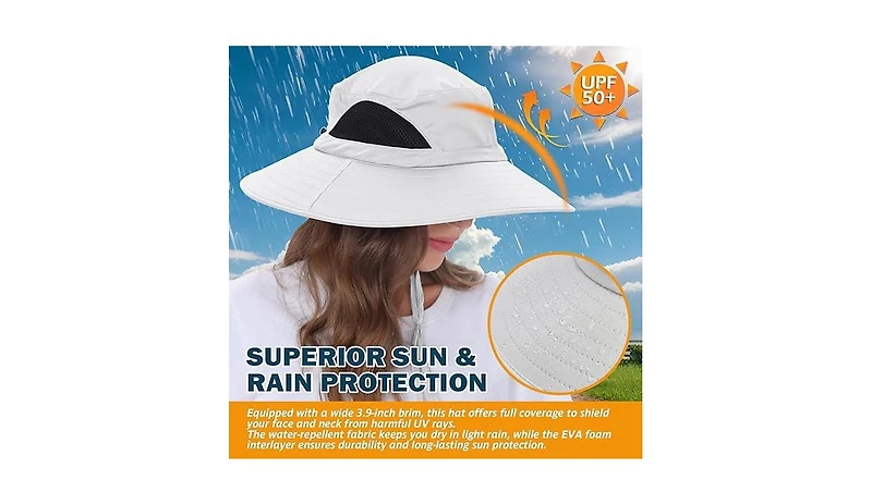 Multijoy Wide Brim Sun Hat, Upf 50+ Uv Protection Waterproof Packable Bucket Hat for Men & Women