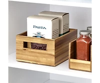 mDesign Acacia Wood Pantry Bin with Handles - Set of 4 - Natural