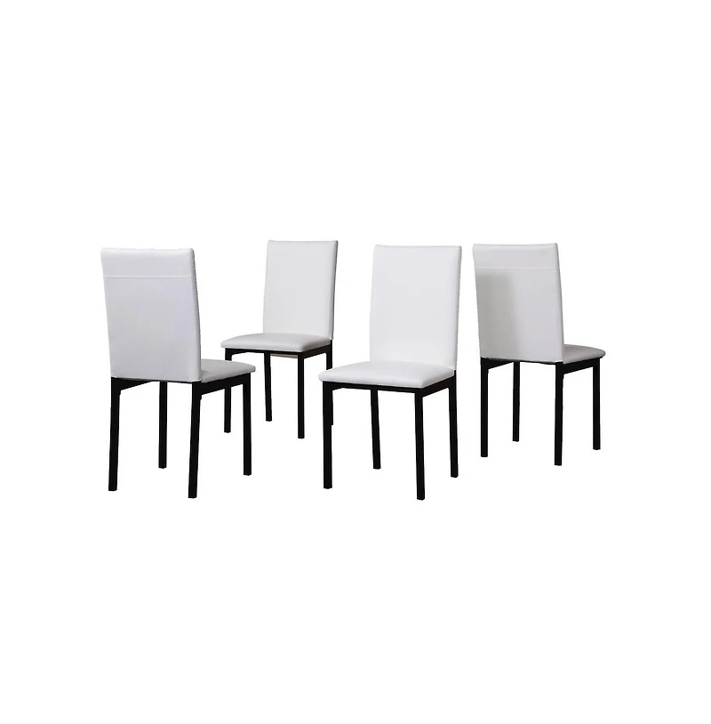 Roundhill Furniture Citico 5-Pc Dinette Set with Faux Marble Top, White Table with White Chairs