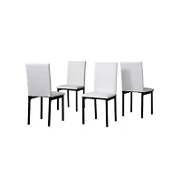 Roundhill Furniture Citico 5-Pc Dinette Set with Faux Marble Top, White Table with White Chairs