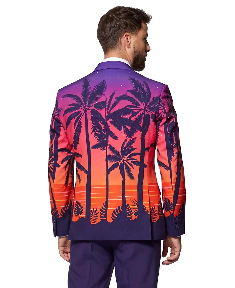 OppoSuits Men's Suit - Summer Sunset Party Outfit Slim Fit Purple Orange and Black Includes Blazer, Pants Tie