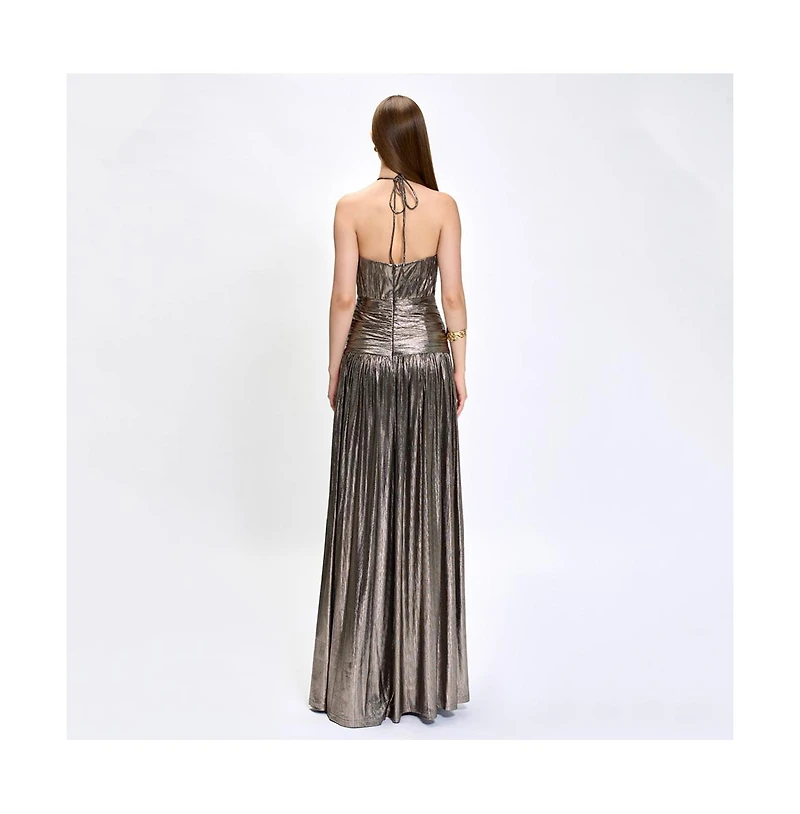 Bariano Women's Aisha Ruched High Neck Gown