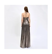 Bariano Women's Aisha Ruched High Neck Gown