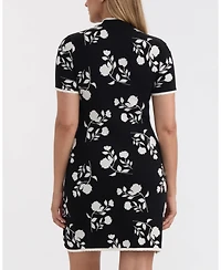Ellen Tracy Women's Floral Short Sleeve Sweater Dress