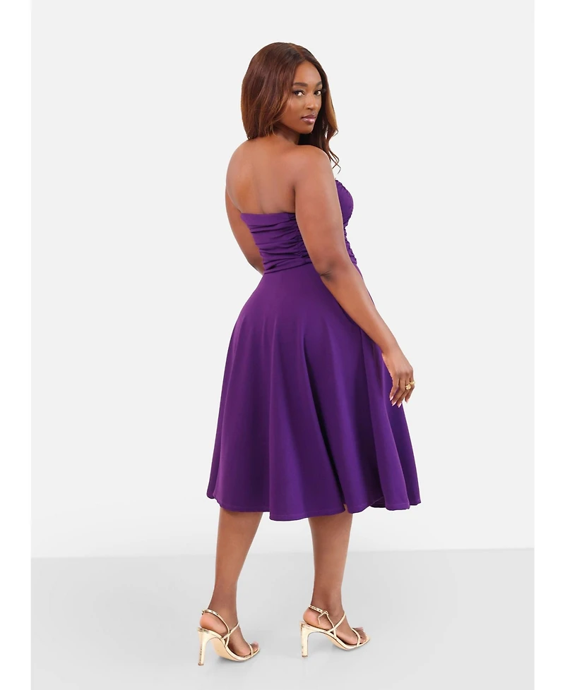 Rebdolls Plus Purple Midi Dress with Pockets