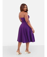 Rebdolls Plus Purple Midi Dress with Pockets