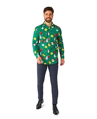 Suitmeister Men's Tree Shirt - Christmas Party Stylish Button- Up Green Long sleeve