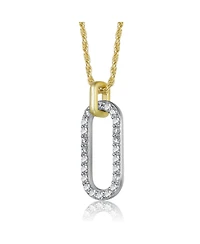 Rachel Glauber Two Tone with Clear Cubic Zirconia Drop Pendant Necklace