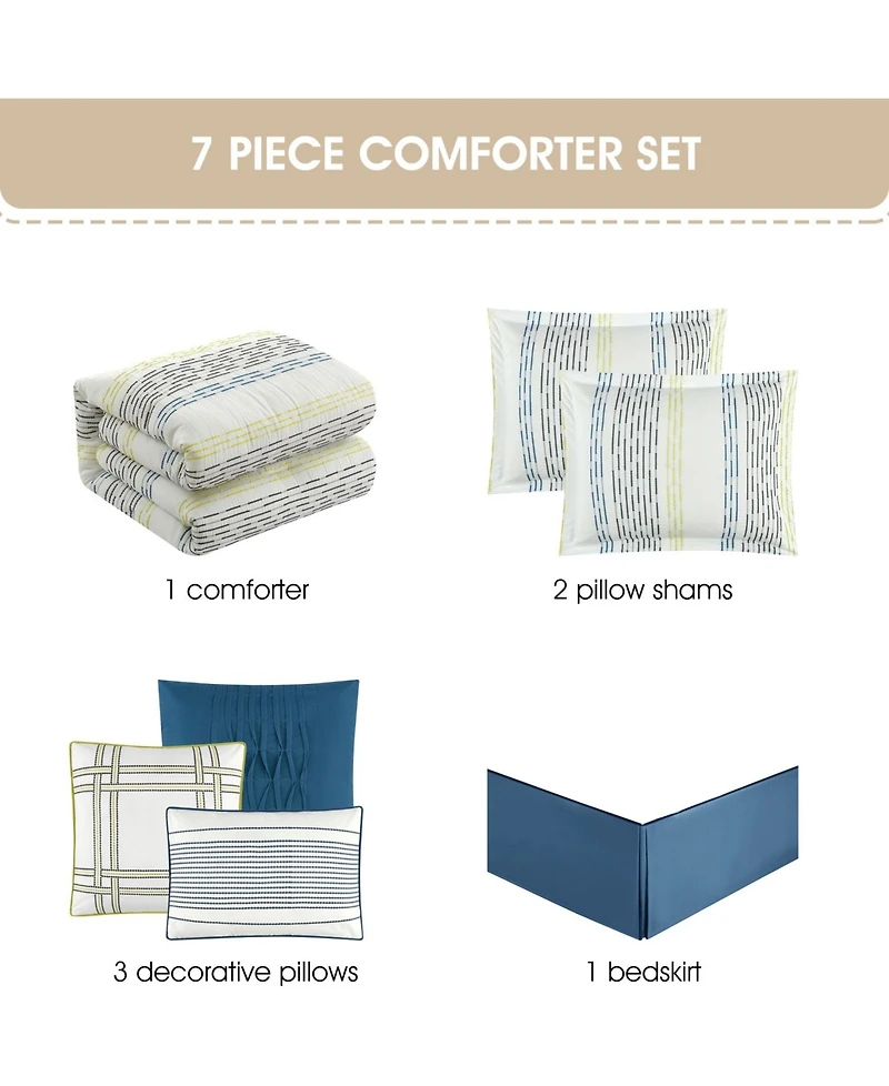 Stratford Park Merida Stripes 7-Pc. Comforter Set