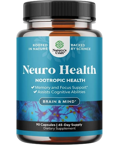 Nature's Craft Neuro Health Brain and Focus Formula, Mental Focus Nootropic Memory Supplement for Brain Health & and Performance Blend, Nature's Craft