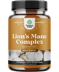 Nature's Craft Lion's Mane Complex Capsules, Brain Booster Nootropic Supplement with Chaga Maitake Shiitake and Reishi, Nature's Craft, 120ct