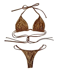 Beach Bunny Swimwear Women's Embossed Slider Thong Bikini Bottom