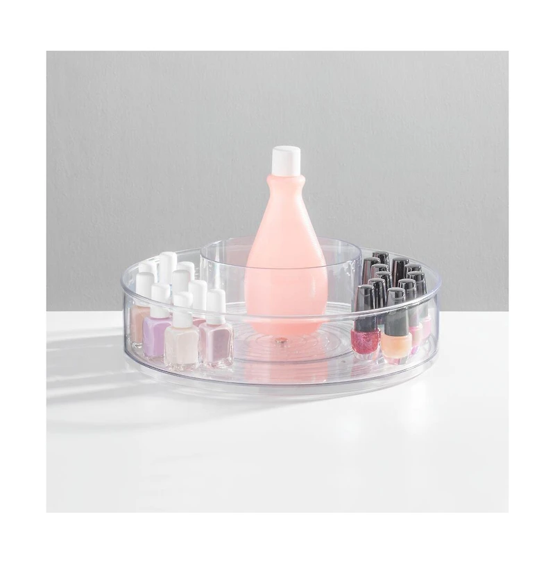 iDesign 12-inch Divided Lazy Susan for Bathroom Storage - Clear