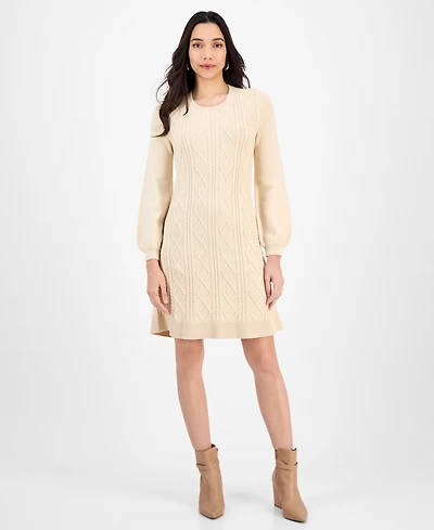 Sandra Darren Petite Cable-Knit Sweater Dress