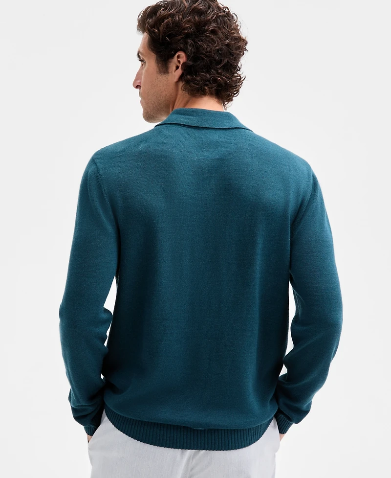 Alfani Men's Long Sleeve Textured Polo Sweater, Macy's Exclusive