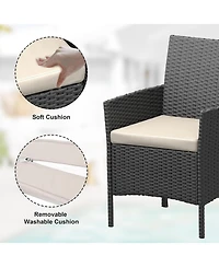 Gaomon 3 Piece Black Pe Rattan Patio Conversation Set with 2 Chairs & Coffee Table, Outdoor Furniture for Patio, Porch, Balcony